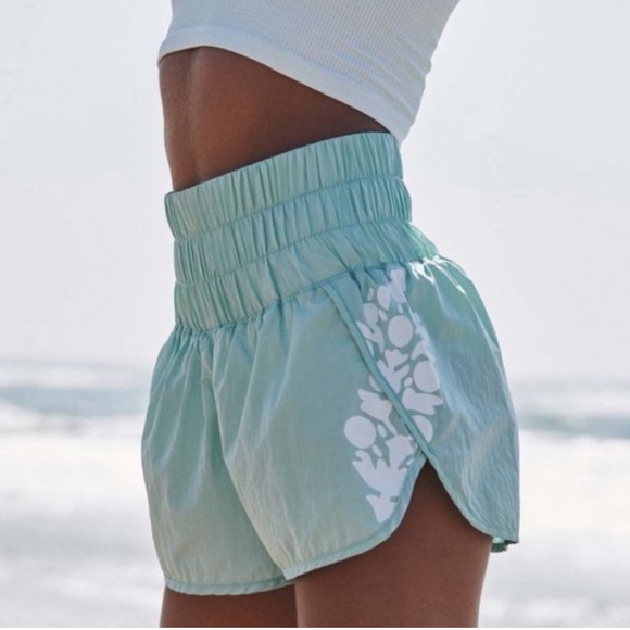 Free People High Waisted The Way Home Logo Shorts Turquoise Mint Medium - Picture 1 of 6